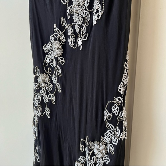 Vintage Y2k Floral Beaded Silk Prom Formal Dress - Picture 13 of 15